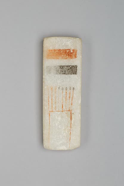 "Plaque painted with names of Ramesses IV on one side and as a scribal palette on the other" by an unknown artist
