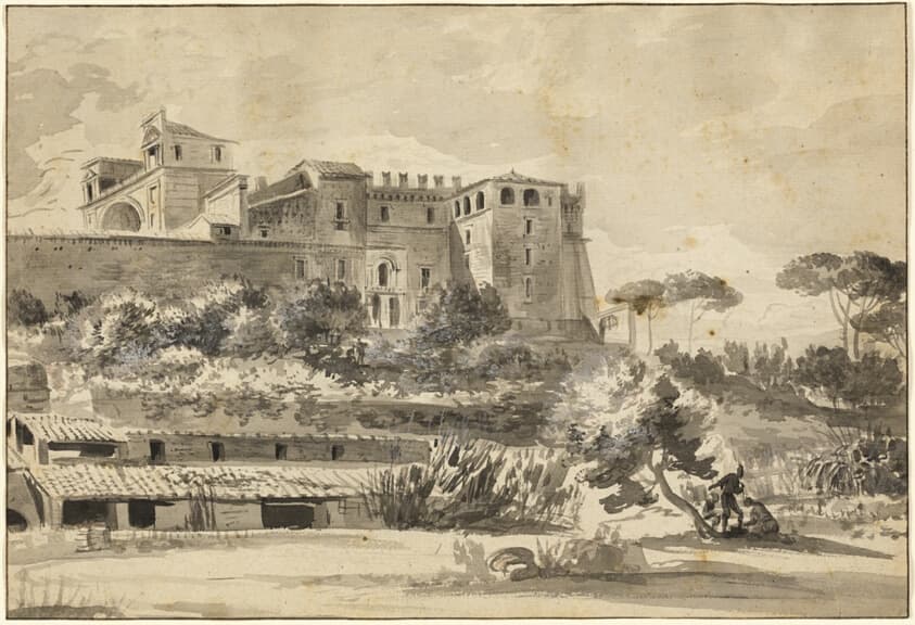 "View of an Italian Villa and Gardens (the Belvedere of the Vatican)" by Jean Jacques de Boissieu